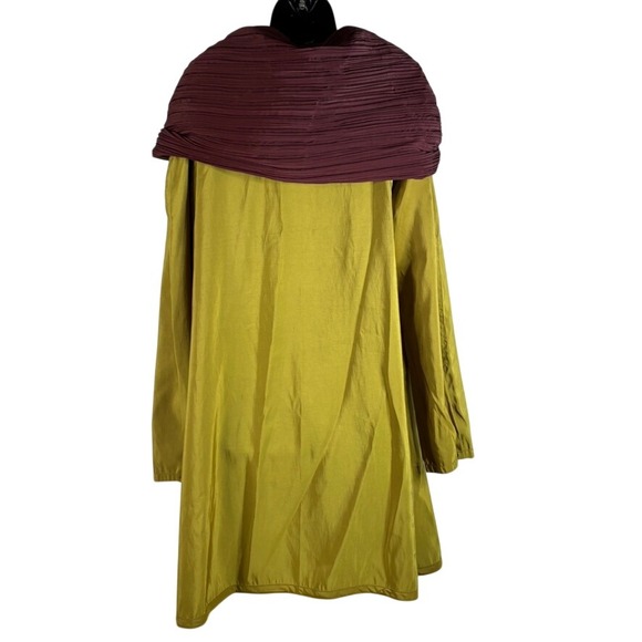 MYCRA PAC Donatella Women XL Olive Green Burgundy Pleated Hood Raincoat USA Read - Picture 3 of 16